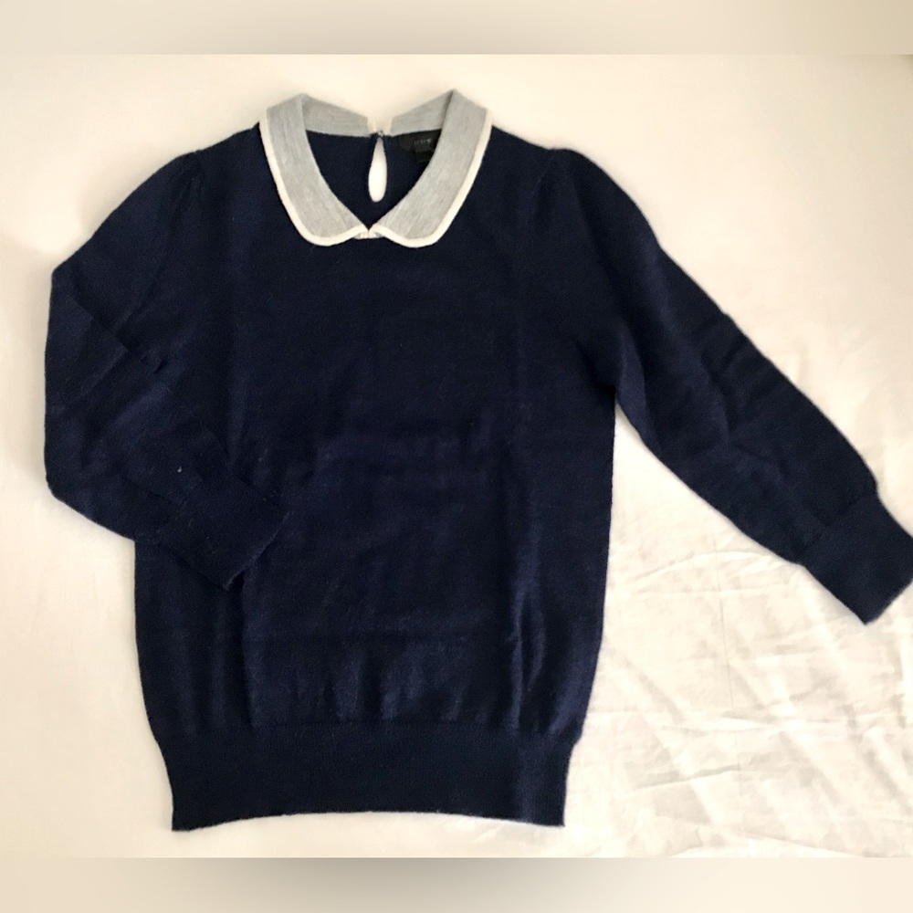 JCREW Navy Wool 3/4 Sweater